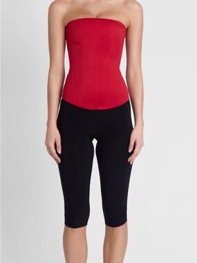 Strapless Red Corset Bustier Top - Women Tops Capris